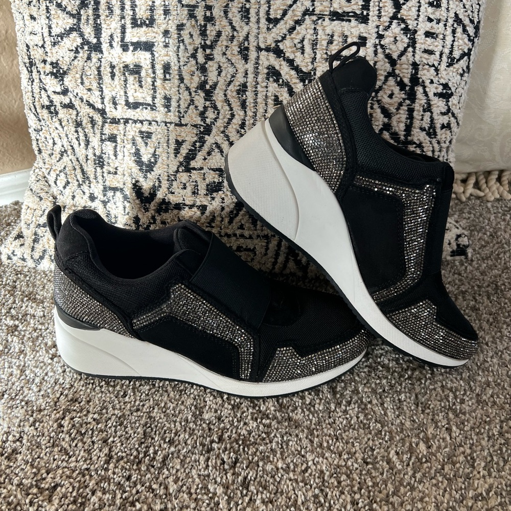 INC International Concepts Black and Silver Sneakers